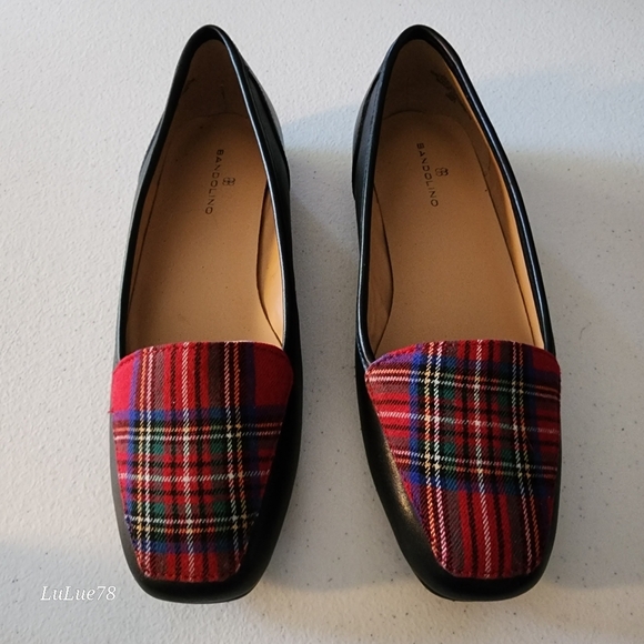 Bandolino Liberty Red Plaid and Black Leather Loafers 6M - Picture 2 of 9